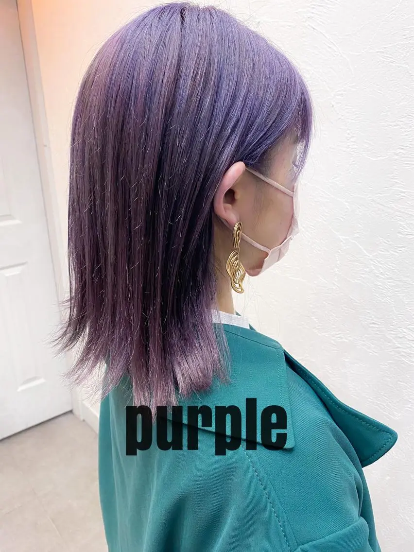 ショート カラー ブリーチ ケアブリーチ パープルカラー 中田 敏明のヘアスタイル