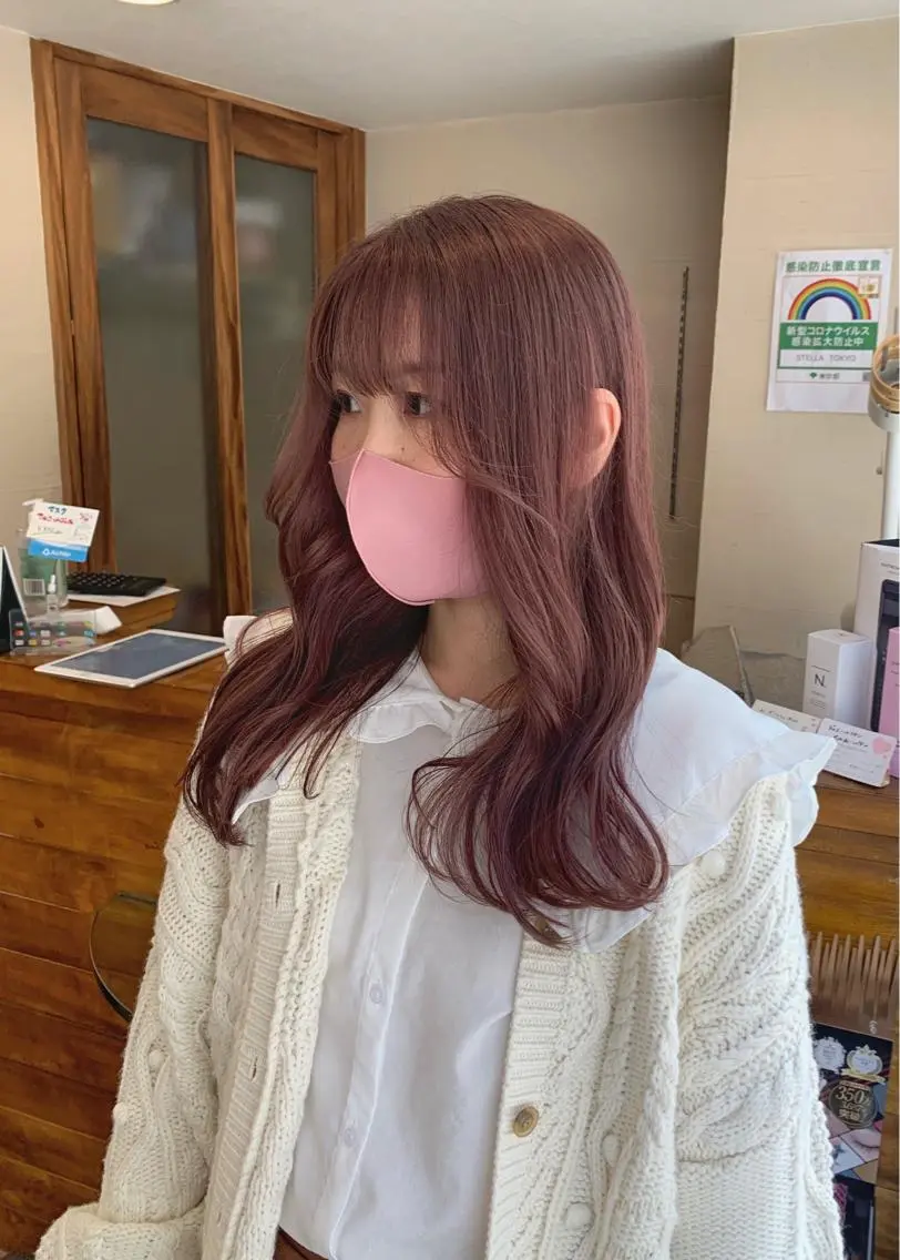 セミロング カラー ベージュカラー ピンクカラー ピンクベージュ カット ヘアカラー トリートメント 矢野 晃平のヘアスタイル