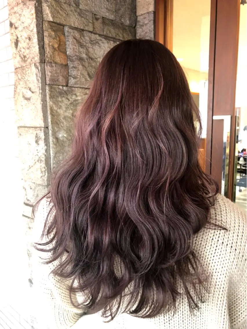 ロング カラー アッシュ ピンクカラー ピンクアッシュ パープルカラー 萩原 凌✄のヘアスタイル