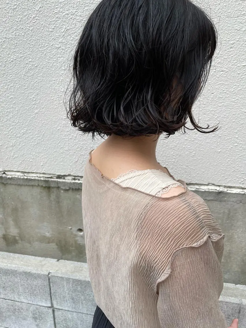 ミディアム ミディアムパーマ カット パーマ トリートメント ayane⭐️ボブ・ ショート・パーマのヘアスタイル