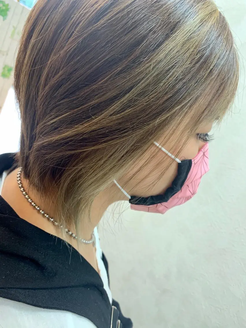 ショート カラー ハイライトカラー ハイライト レイヤーカット カット ヘアカラー トリートメント 加藤 産休につき8月末までのヘアスタイル