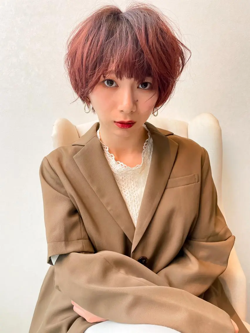 ショート カラー ピンクカラー カット ヘアカラー トリートメント 髪質改善/ブリーチ 田代 龍我のヘアスタイル