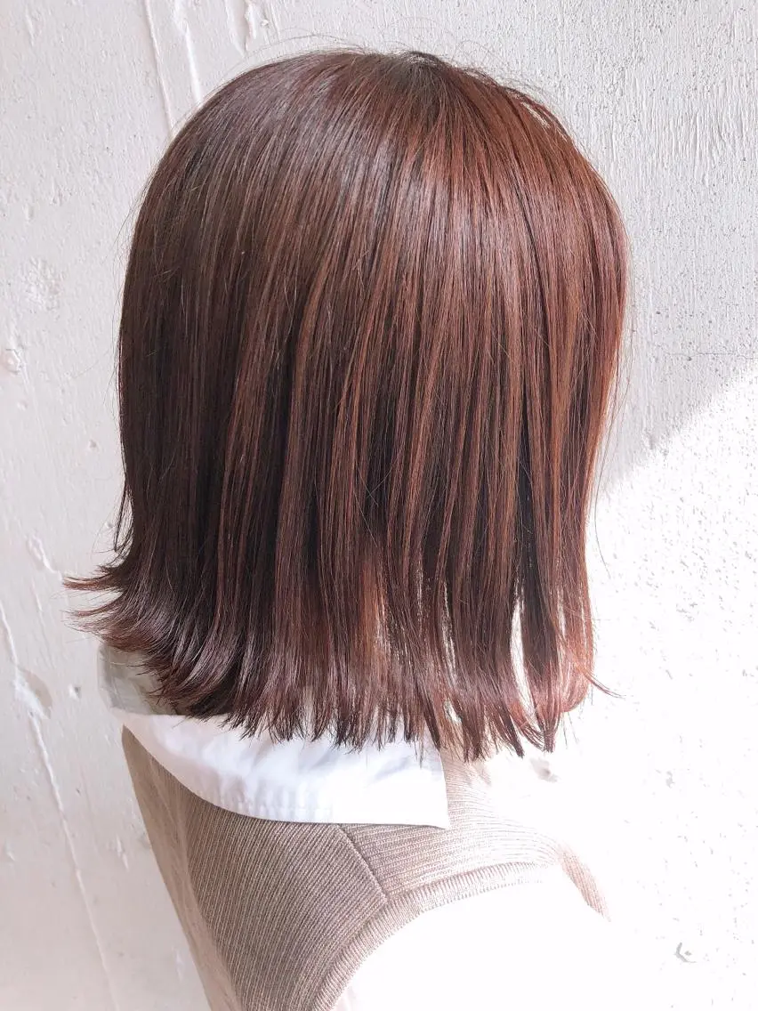ミディアム カラー レッドカラー ふくだ りさ【ciAo!】のヘアスタイル
