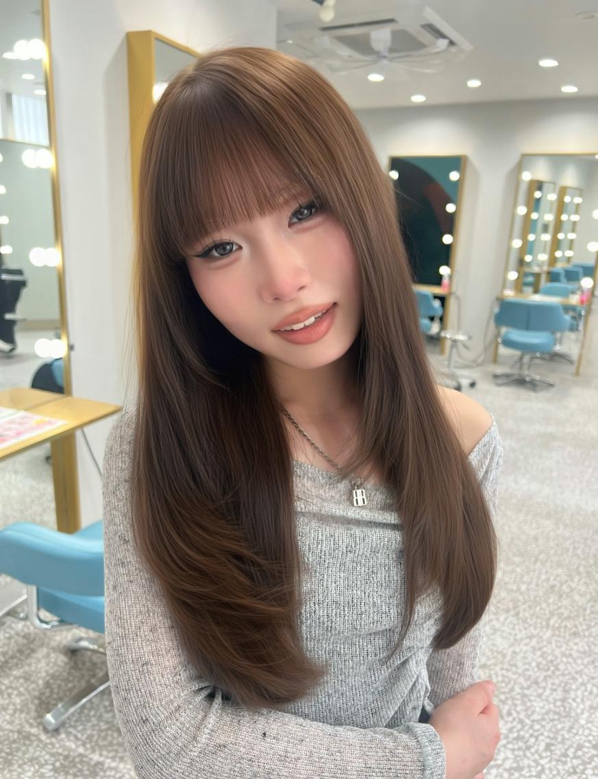 ミディアム カラー ベージュカラー 透明感カラー 韓国風ヘア レイヤーカット 坂田 奈菜子のヘアスタイル