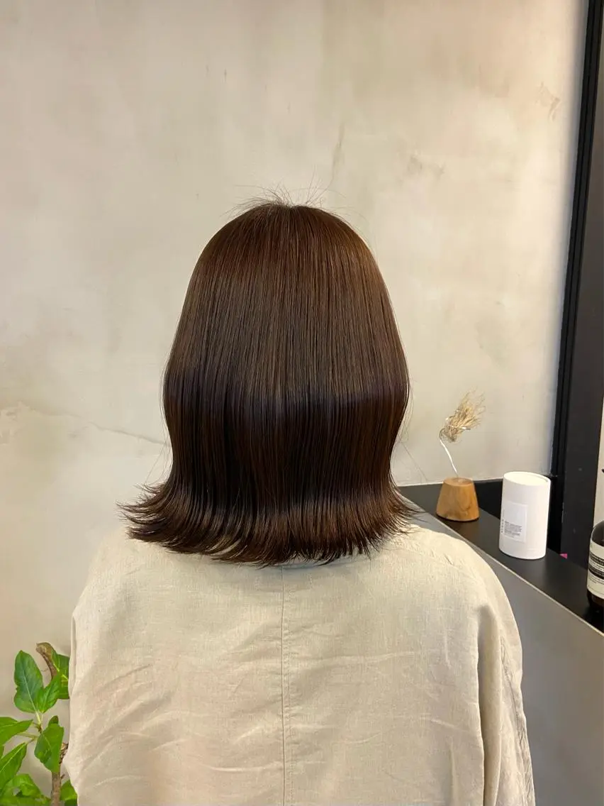 ミディアム カラー ベージュカラー ヘアカラー トリートメント mana/オリーブ /髪質改善/レイヤーのヘアスタイル