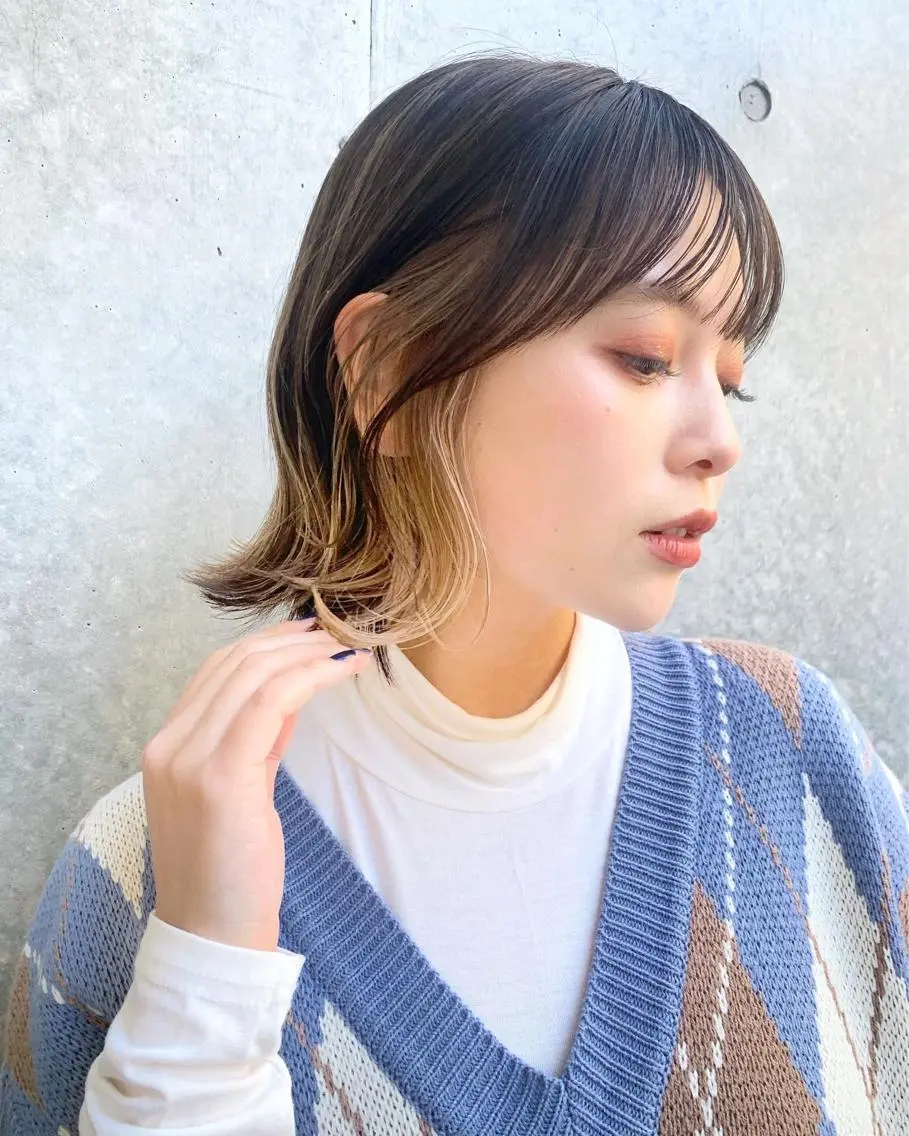 ミディアム カラー ヘアアレンジ ベージュカラー 透明感カラー グレージュ ボブ カット ヘアカラー トリートメント レイヤー専門家 ダブルカラー修のヘアスタイル