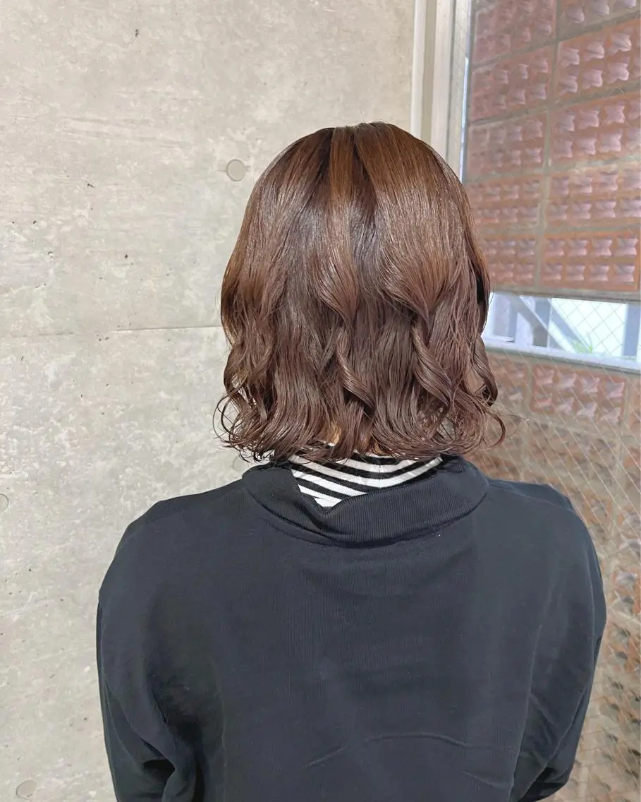 ショート パーマ カット ヘアカラー パーマ ボブパーマコテ巻き風 パーマNo1深江秀平のヘアスタイル