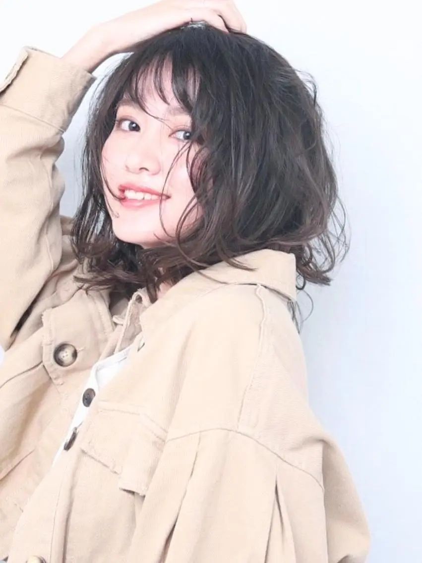 ミディアム パーマ カラー ヘアアレンジ 心斎橋/難波ショート 白髪ぼかし　中尾のヘアスタイル