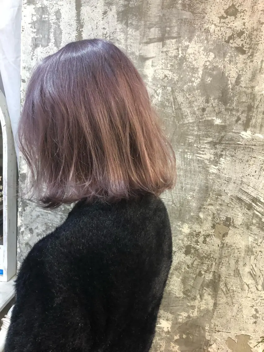 ミディアム カラー ブリーチ ケアブリーチ ピンクカラー ピンクパープル パープルカラー Pia ツボイ ケイタのヘアスタイル