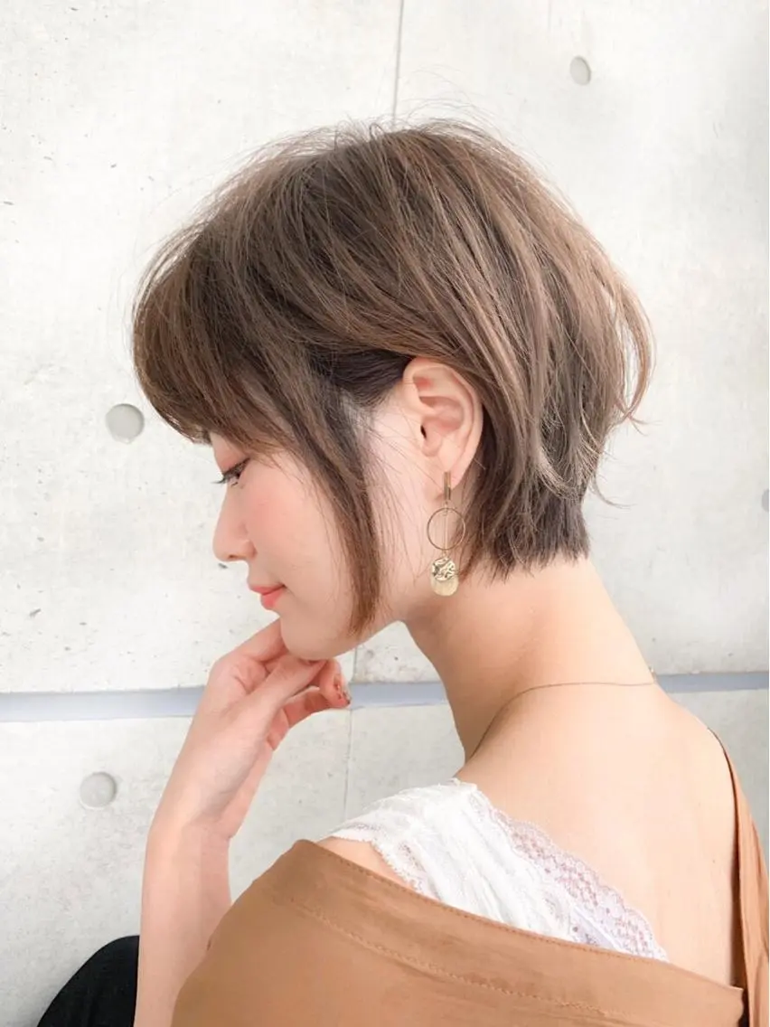 ショート カラー パーマ レイヤーボブ/ボブ 仲川和人のヘアスタイル