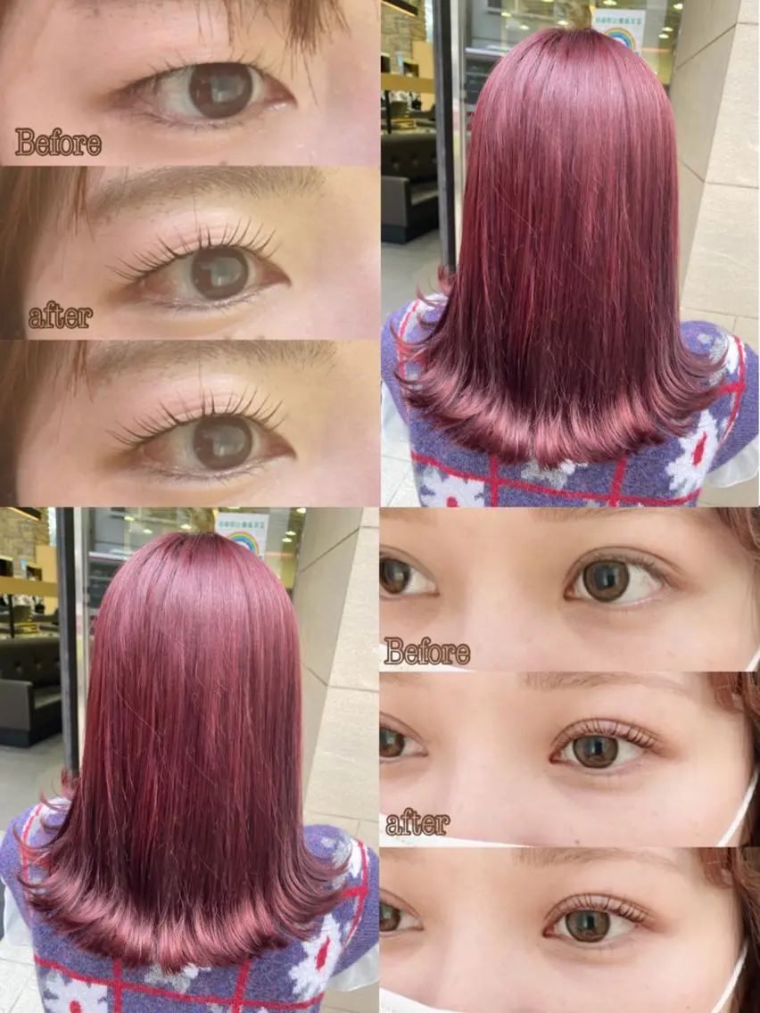 セミロング カラー ヘアアレンジ マツエク・マツパ TSUNA 🌙 Lim 五反田のマツエク・マツパデザイン