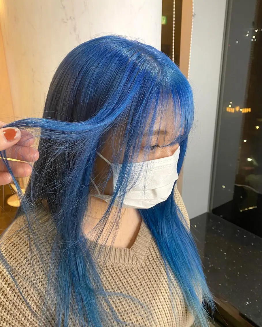 ロング カラー ブルーカラー ヘアカラー トリートメント 🌱ブリーチ・透明感 カラー/mapi🦭のヘアスタイル