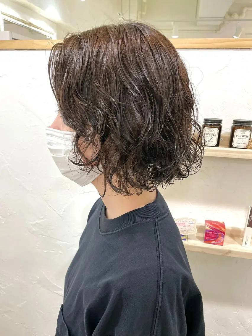 ショート パーマ 切りっぱなしボブ ボブ ショートヘア ウルフカット カット パーマ 髪質改善 縮毛矯正/ レイヤー/銀座/本木のヘアスタイル