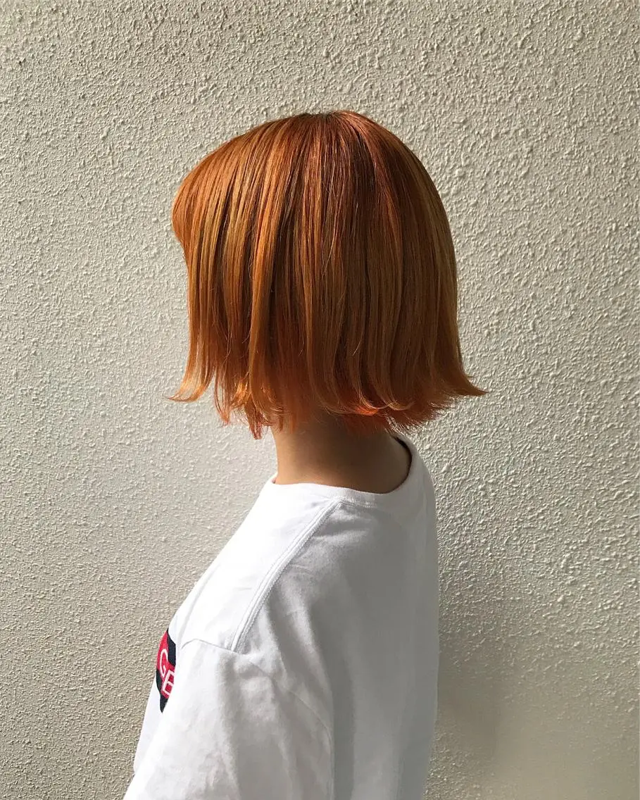 ショート カラー オレンジ インナーカラー/天神 ブリーチ/吉田のヘアスタイル