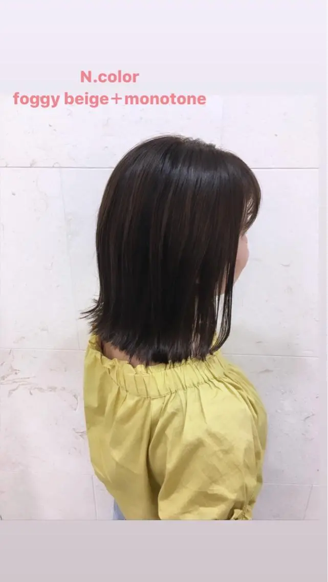 ミディアム カラー ベージュカラー フォギーベージュ カット ヘアカラー トリートメント 斉藤 貴也のヘアスタイル