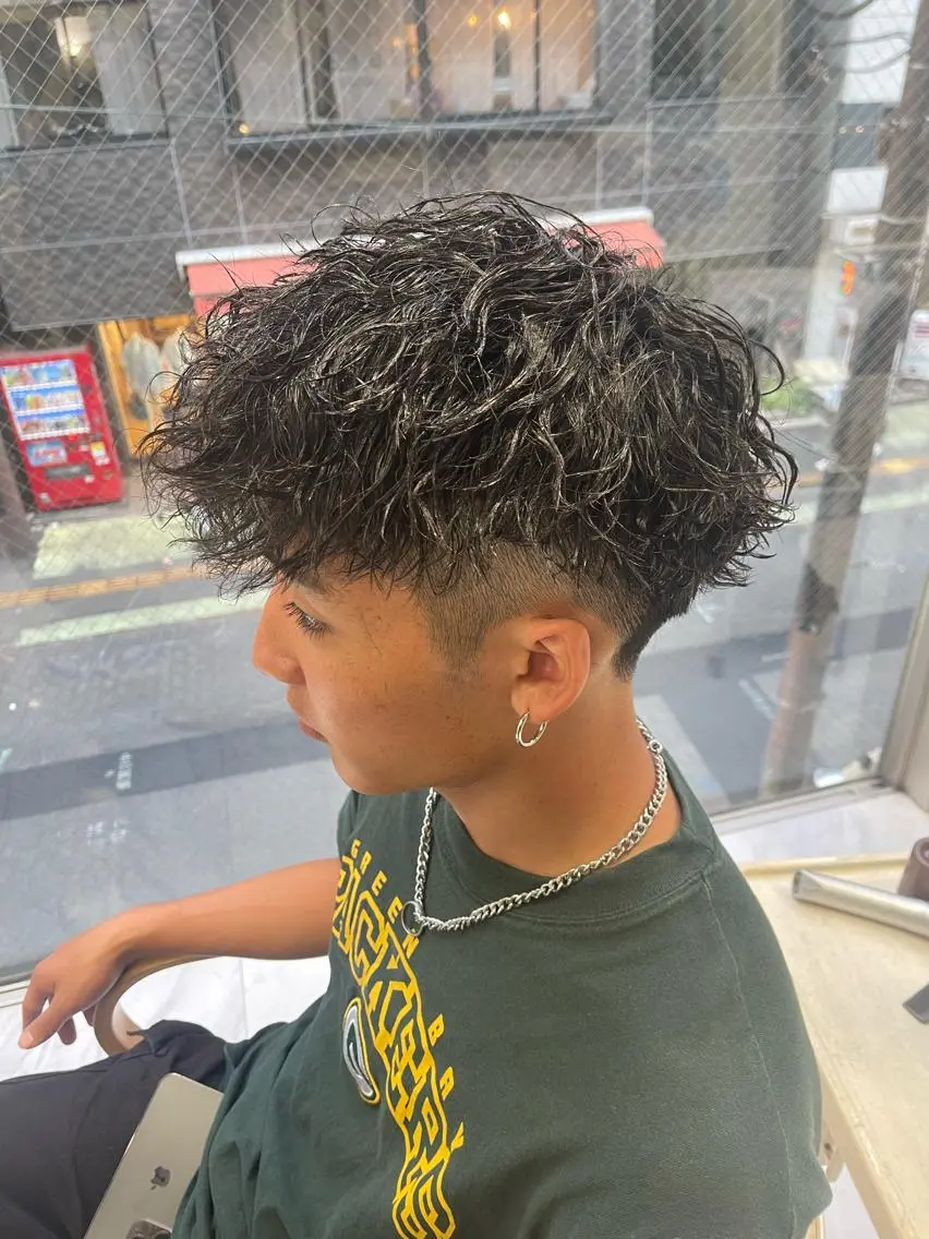 ショート パーマ メンズ マッシュ 刈り上げ 🌻メンズカット 落合諒🌻のヘアスタイル