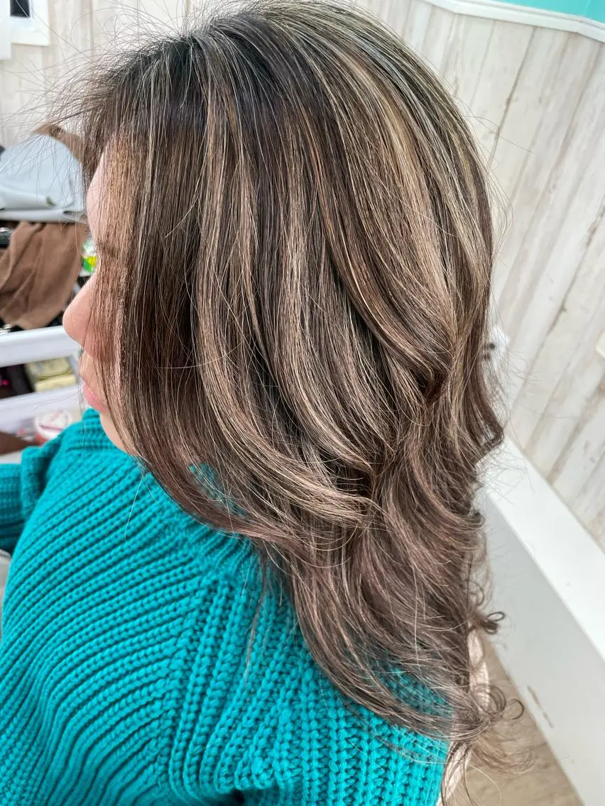 ロング ハイライト ヘアカラー トリートメント 🐆アンドウ チカコ🦓のヘアスタイル