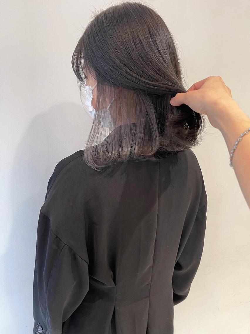 ミディアム カラー アッシュ ベージュカラー 黒髪 ブルーカラー ブルーアッシュ トップスタイリスト ✨KIRIKA中野✨のヘアスタイル