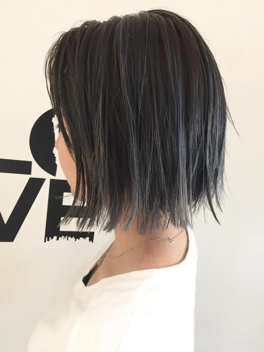 ミディアム カラー グレージュ ハイライトカラー ハイライト ✂️小顔カット✂️ 山本有紀のヘアスタイル