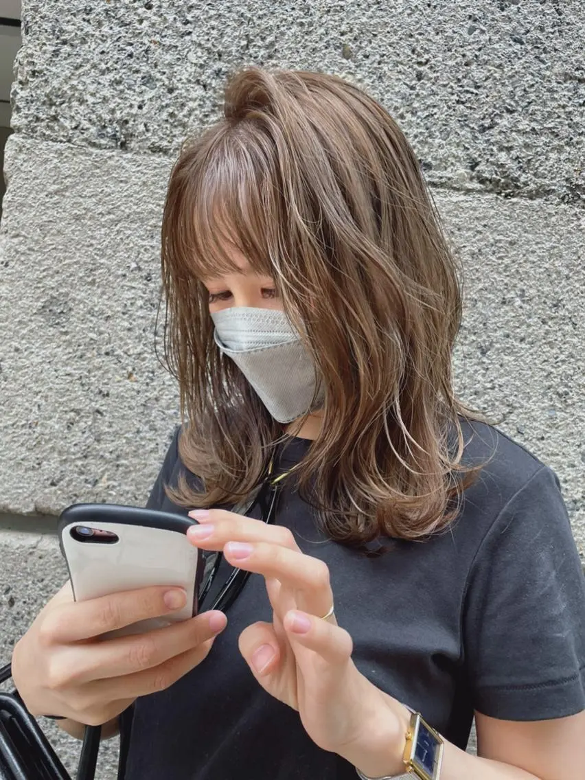 ミディアム カラー カット ヘアカラー トリートメント 仲山 和希のヘアスタイル