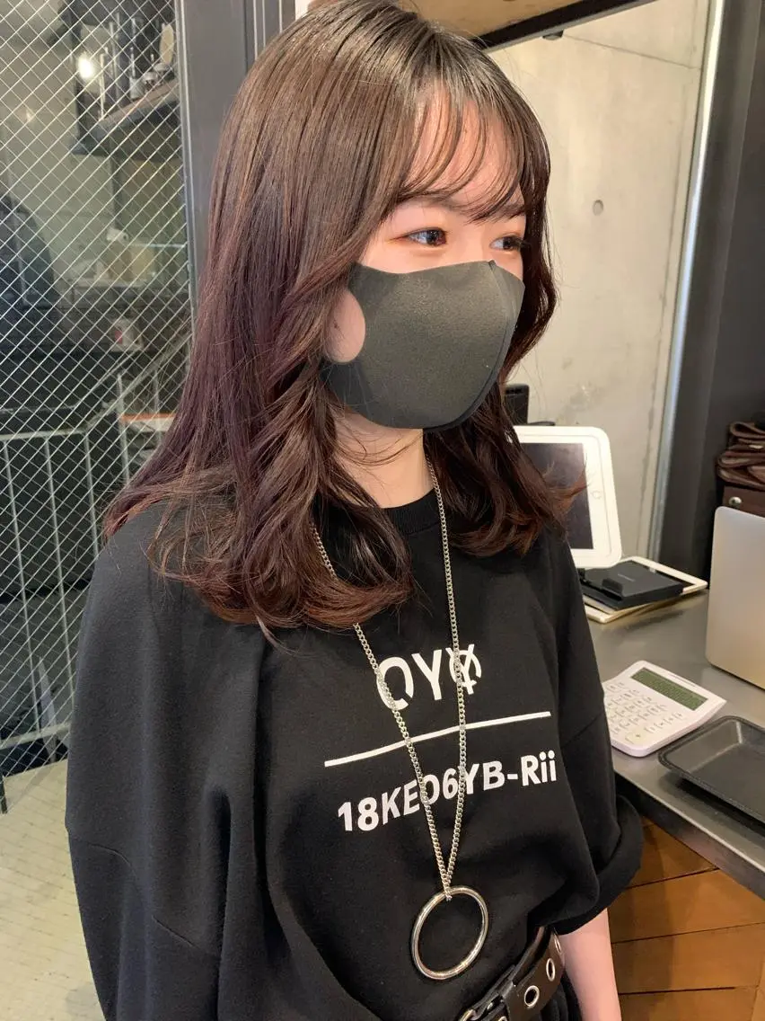 ショート 韓国風ヘア シースルーバング 柔らかブラウン/顔周 りレイヤー♡ユウシのヘアスタイル