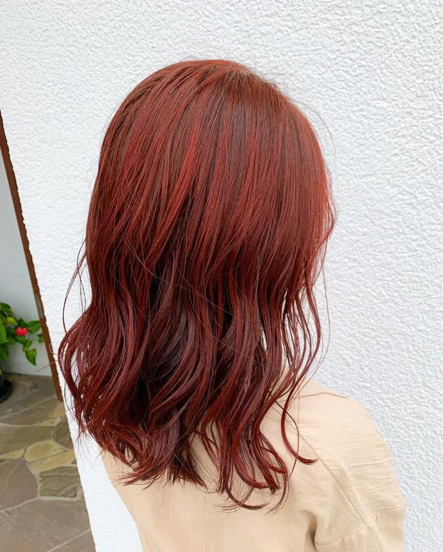 ロング カラー ヘアアレンジ オレンジ レッドカラー メンズパーマ職人 加藤 弘貴のヘアスタイル