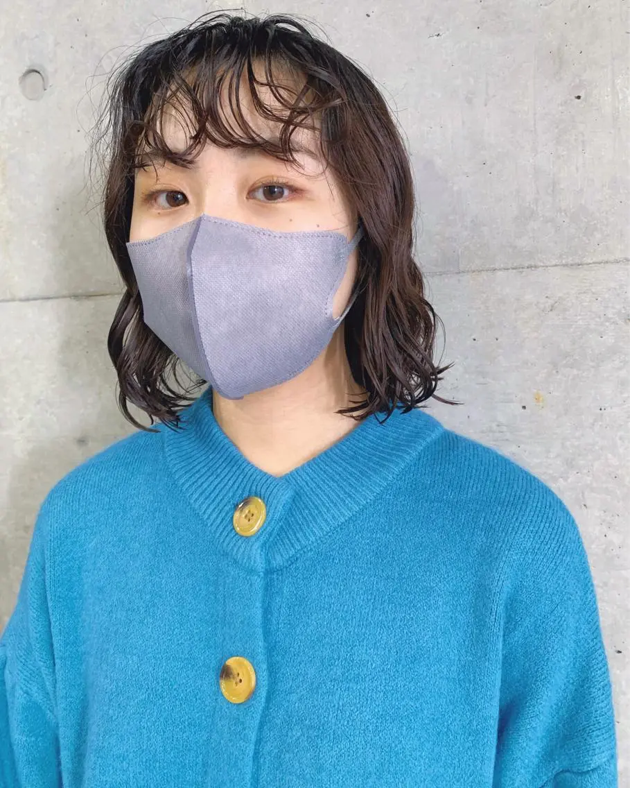 ミディアム カラー パーマ カット パーマ トリートメント ボブパーマコテ巻き風 パーマNo1深江秀平のヘアスタイル