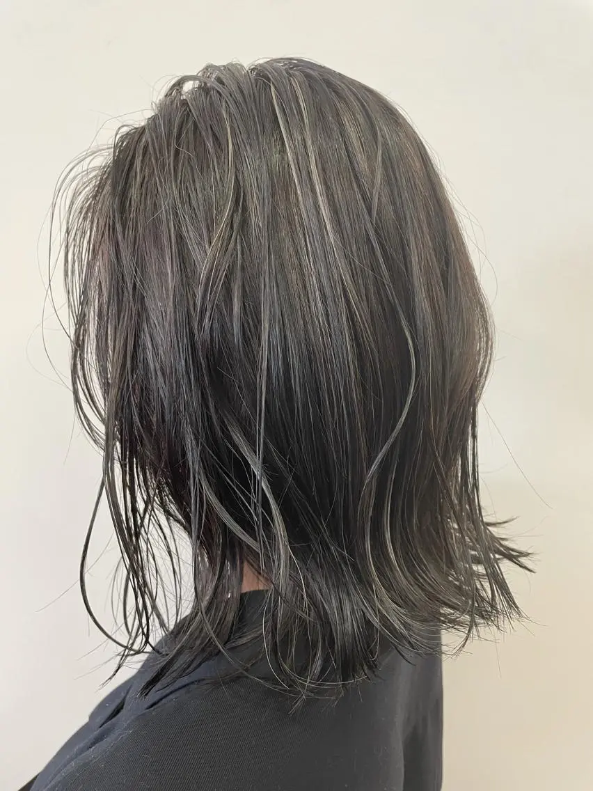 ミディアム カラー ハイライトカラー ハイライト 河口 友里のヘアスタイル