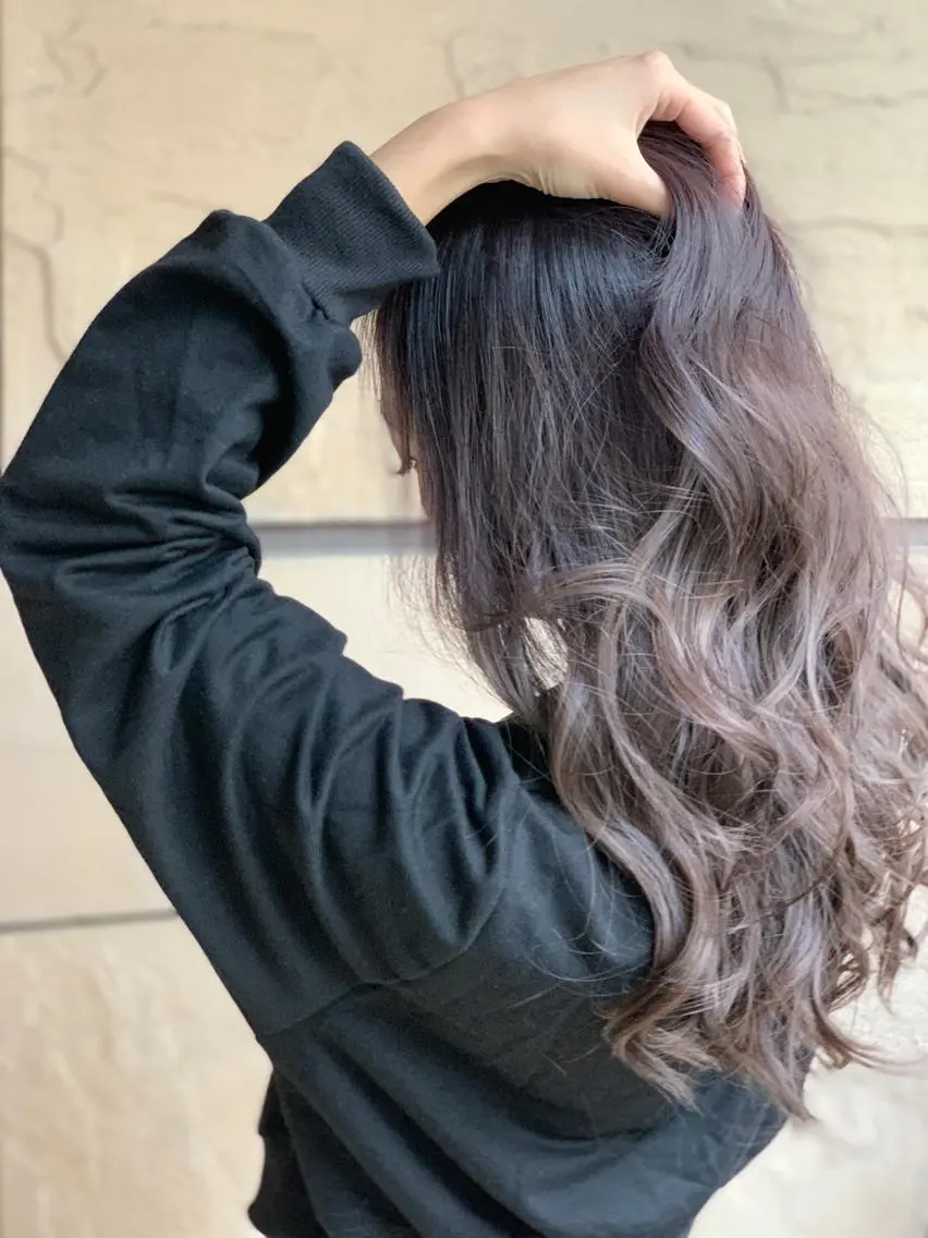 ロング カラー アディクシーカラー バレイヤージュ ブリーチ 透明感カラー グレージュ ヘアカラー トリートメント レイヤー/ウルフ ハイトーンhiroのヘアスタイル
