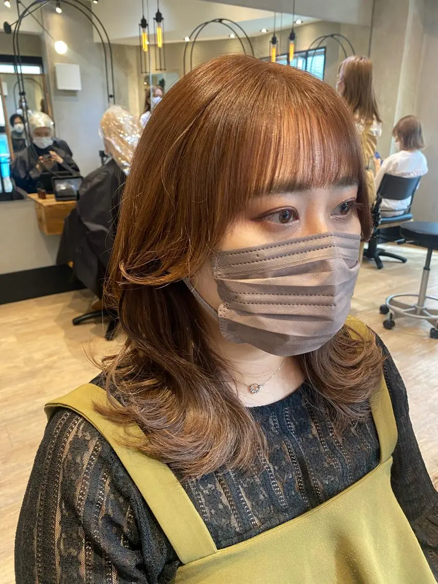 セミロング 顔まわりレイヤー レイヤーカット カット ヘアカラー トリートメント 新宿/顔周りカット +レイヤー=しずく♩のヘアスタイル