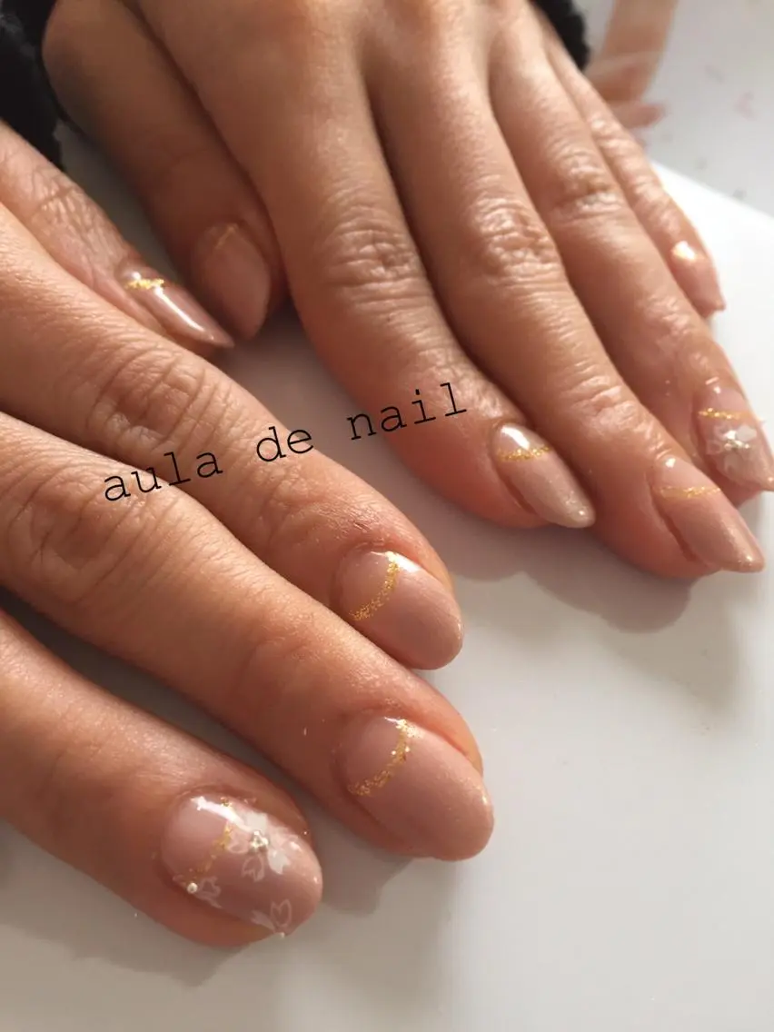 ネイル アートネイル 桜ネイル auladenail アウラデネイルのネイルデザイン