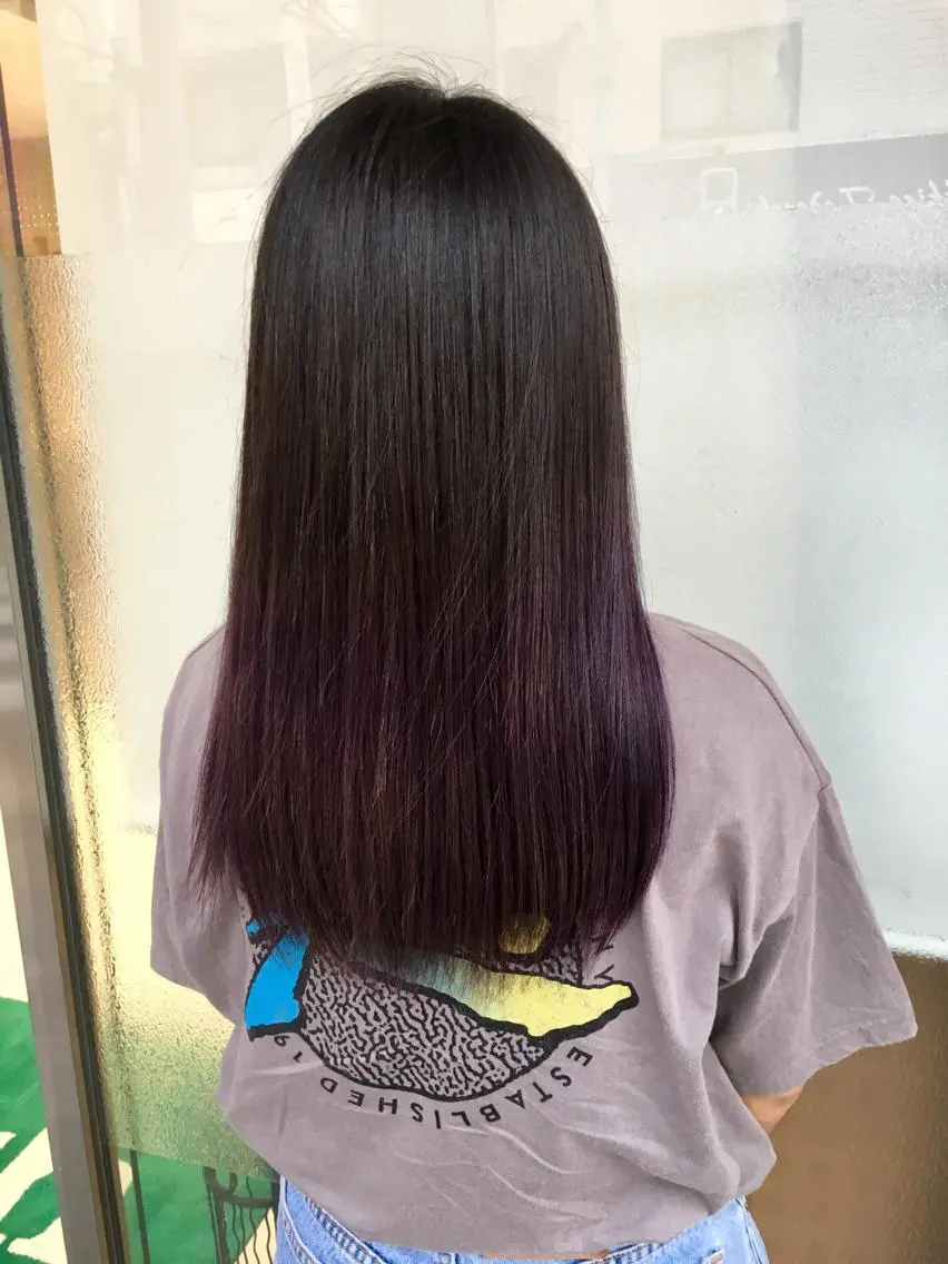 セミロング カラー ブリーチ パープルカラー 寺内 紳悟のヘアスタイル