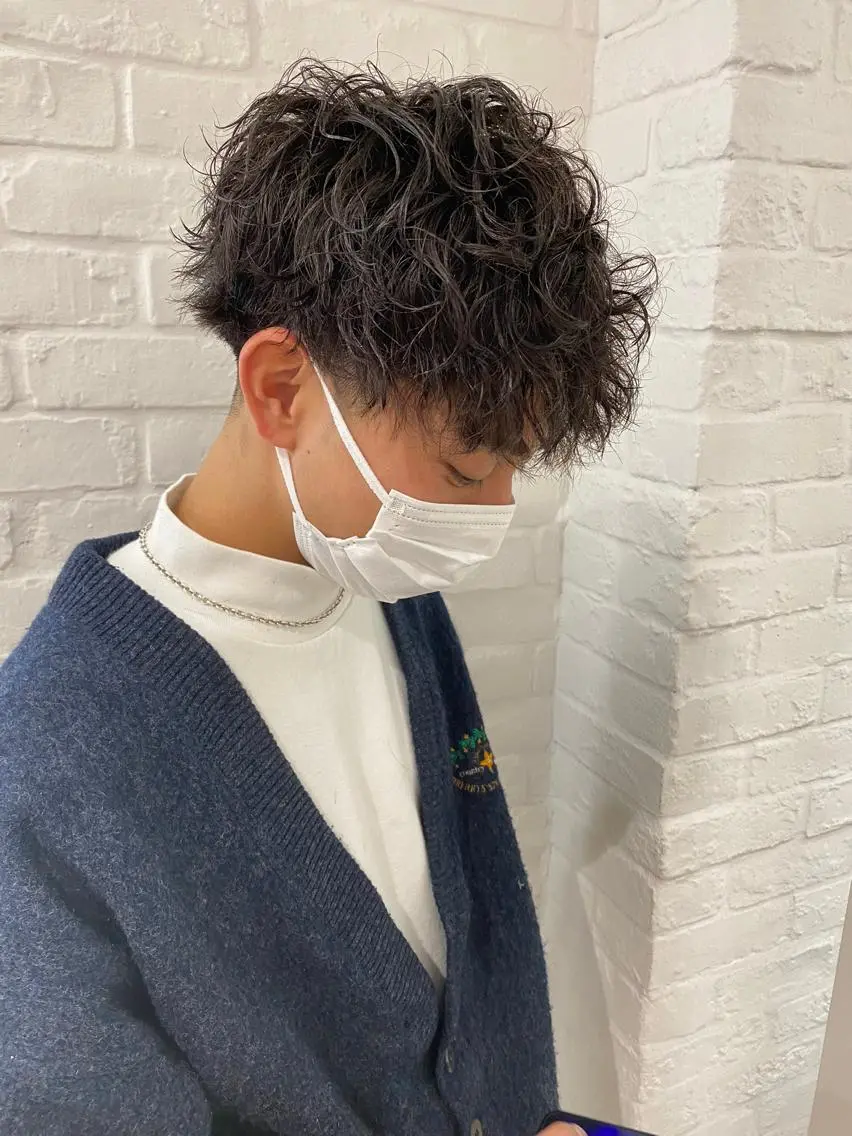 パーマ メンズ カット パーマ ハイトーン/メンズ 水野翔太のヘアスタイル