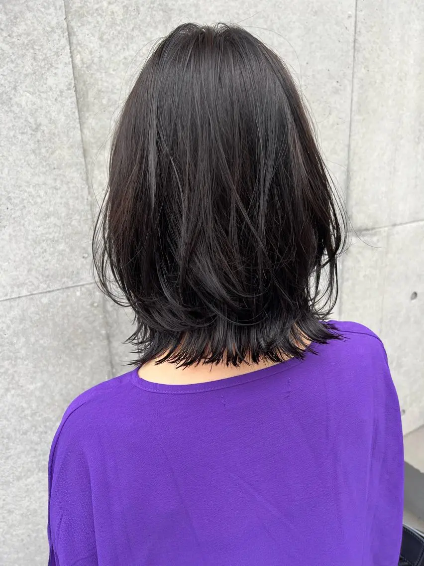 ミディアム 切りっぱなしボブ ボブ レイヤーカット カット 誰より丁寧なカット/ 小林輝/レイヤーのヘアスタイル