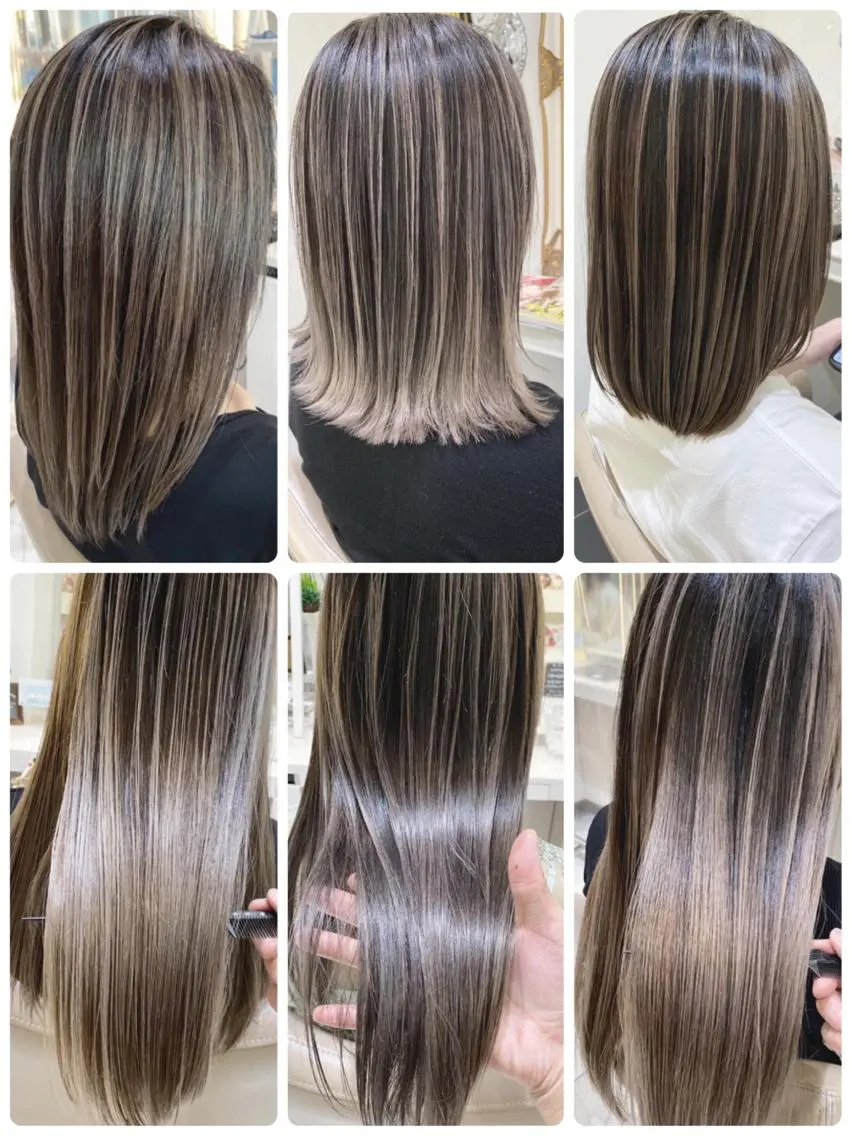 ミディアム カラー バレイヤージュ 髪質改善 レイヤーカット カット ヘアカラー トリートメント 山崎俊輔/髪質改善 /バレイヤージュのヘアスタイル