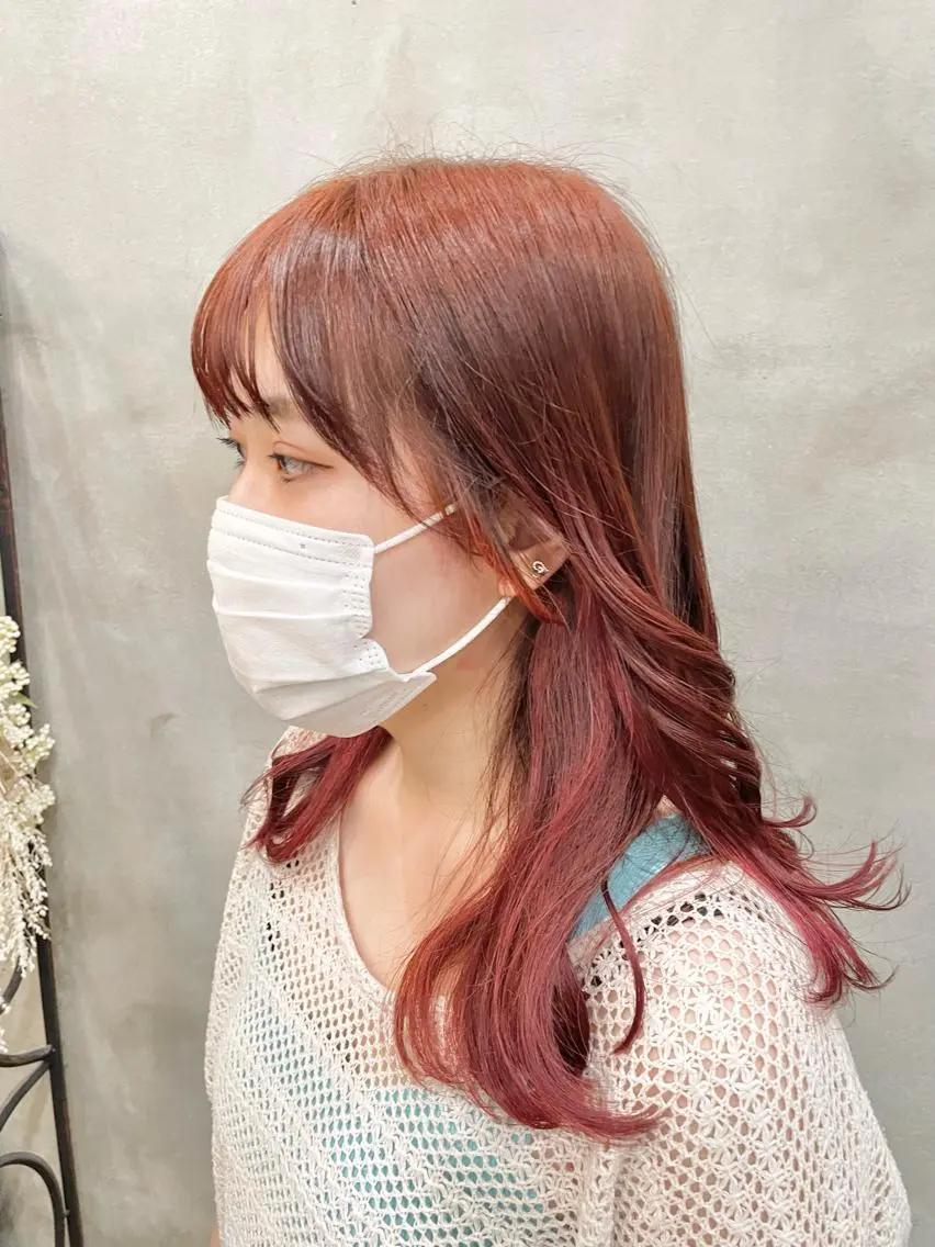 セミロング カラー ヘアアレンジ カット ヘアカラー トリートメント 【ピンク/韓国ヘア/ ヘアセット】亜海のヘアスタイル