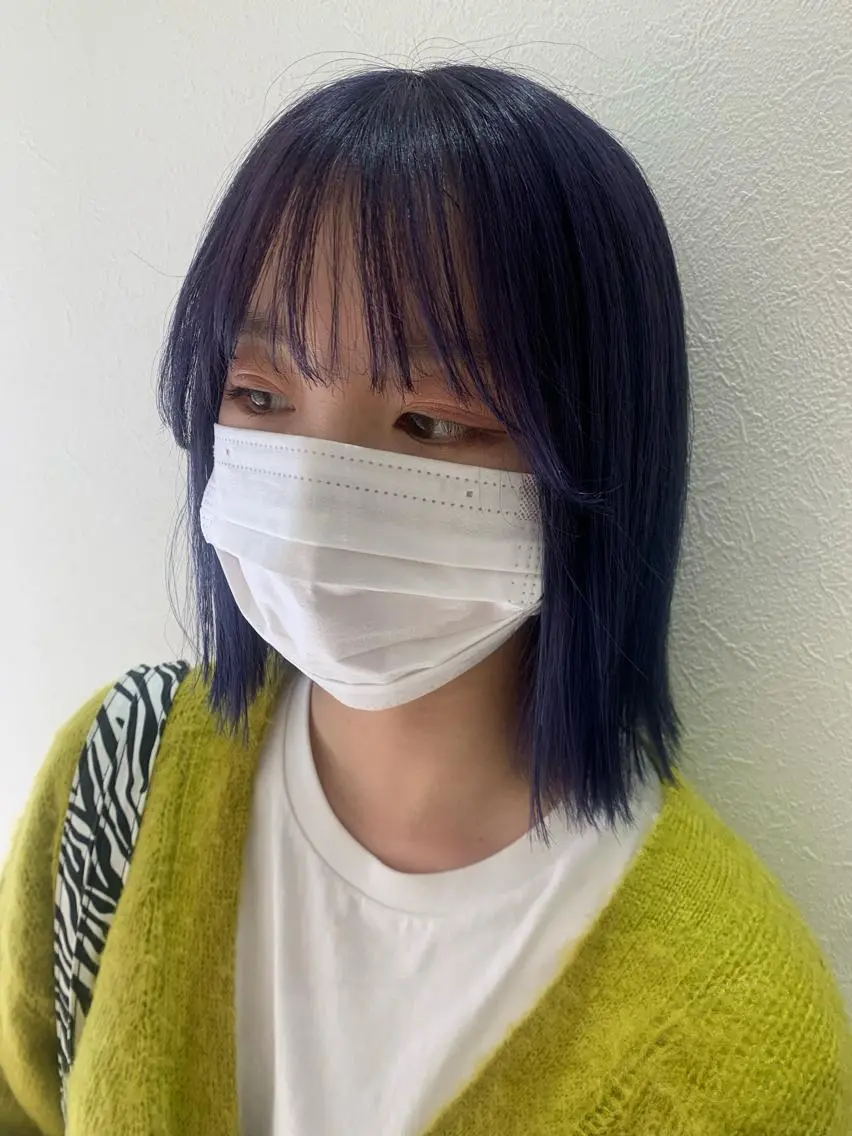 ショート カラー ブリーチ ブルーカラー ブルーラベンダー ラベンダーカラー カット ヘアカラー トリートメント hubhair レイヤー/透明感のヘアスタイル