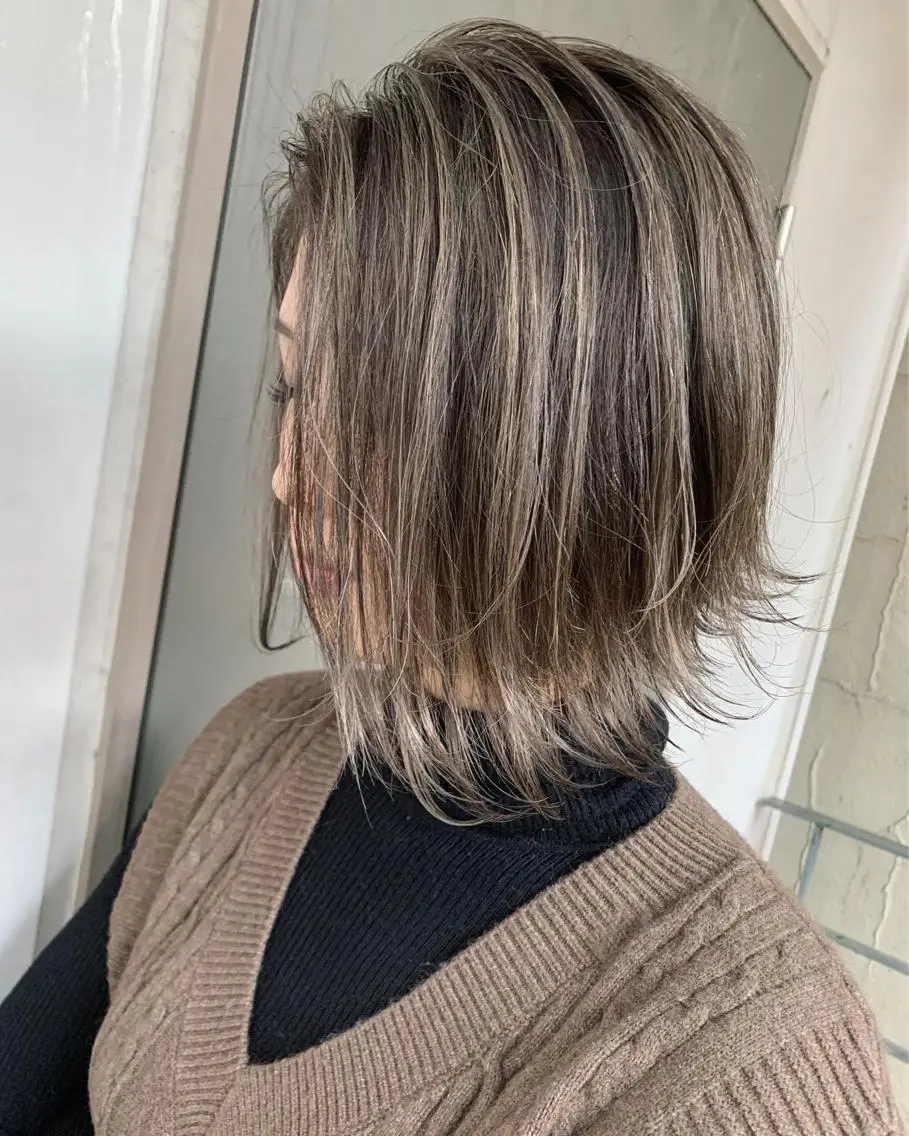ミディアム カラー ヘアカラー 髪質改善will hairdesignのヘアスタイル