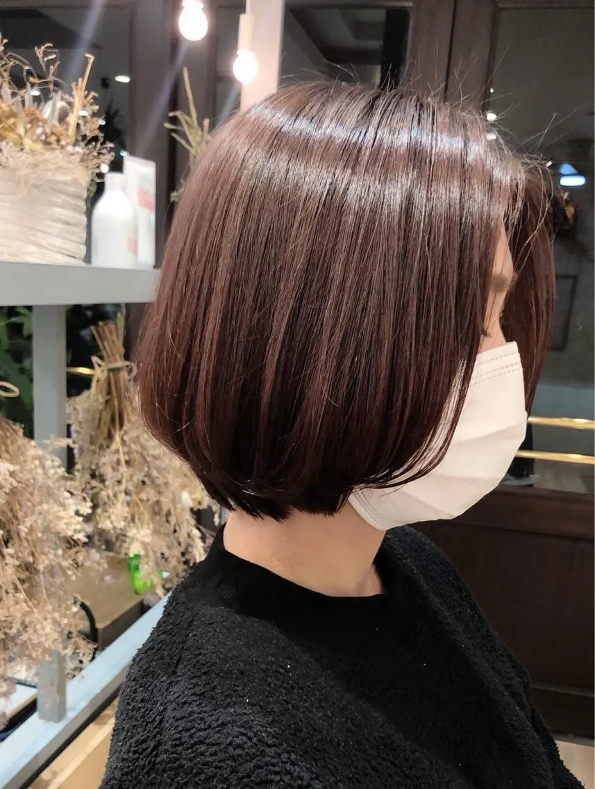 ショート カラー ブラウンカラー ピンクカラー ボブ 三村 桜生のヘアスタイル