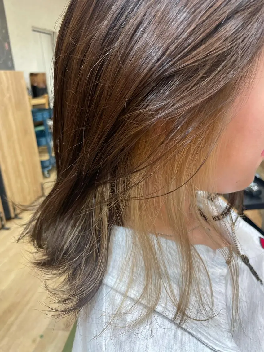 ミディアム カラー ブリーチ イヤリングカラー 髪質改善/Bloss om🌷高橋沙衣のヘアスタイル