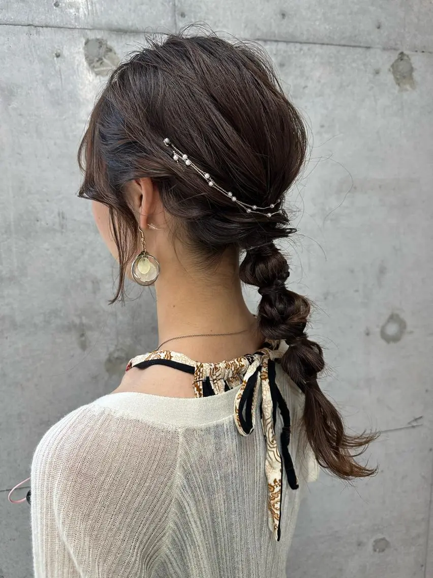 ロング ヘアアレンジ 成人式 ハーフアップ ポニーテール 結婚式・ブライダル くびれヘア 🎀ヘアセット/艶髪 /はやしほのか🎀のヘアスタイル
