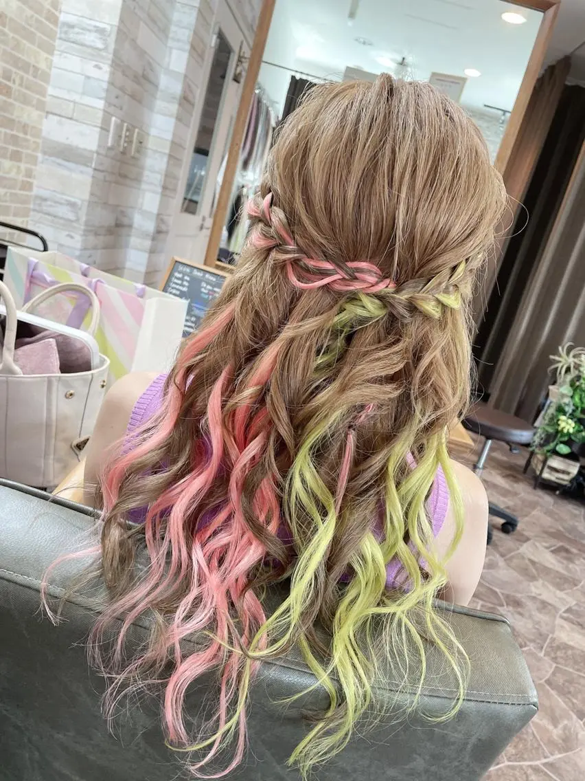 カラー ロング シールエクステ エクステ ヘアカラー エクステ 最高級シールエクステ 💜Fave/あかねのヘアスタイル
