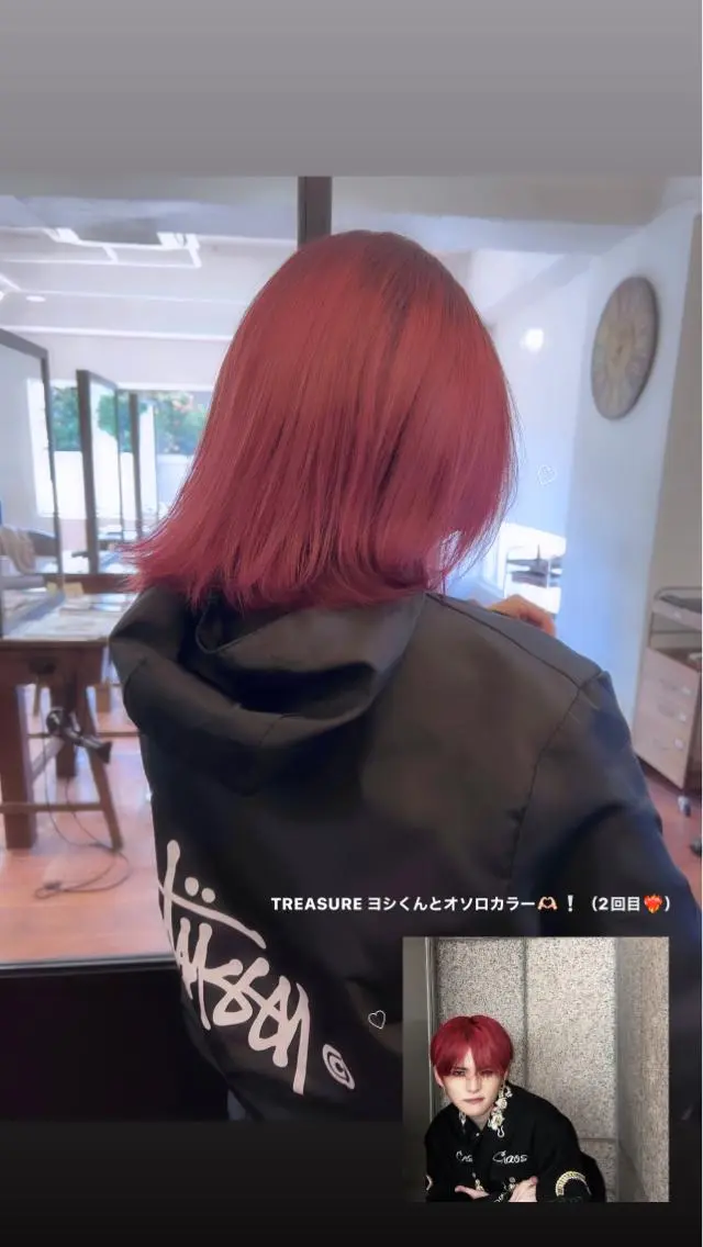 ミディアム カラー ブリーチ ピンクカラー レッドカラー 松岡優菜／半個室♡ 似合わせカットカラーのヘアスタイル