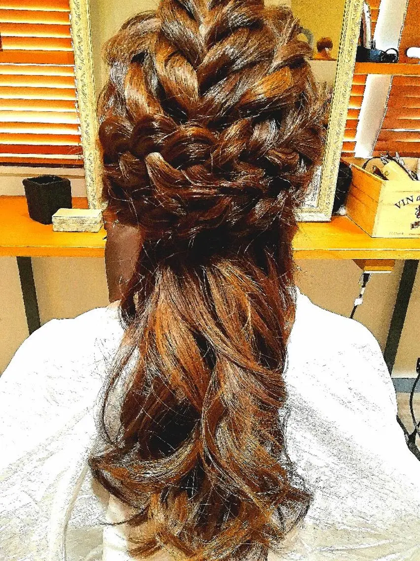 ヘアアレンジ ハーフアップ 酸性ストレート/艶髪 ブリーチ/AIRIのヘアスタイル