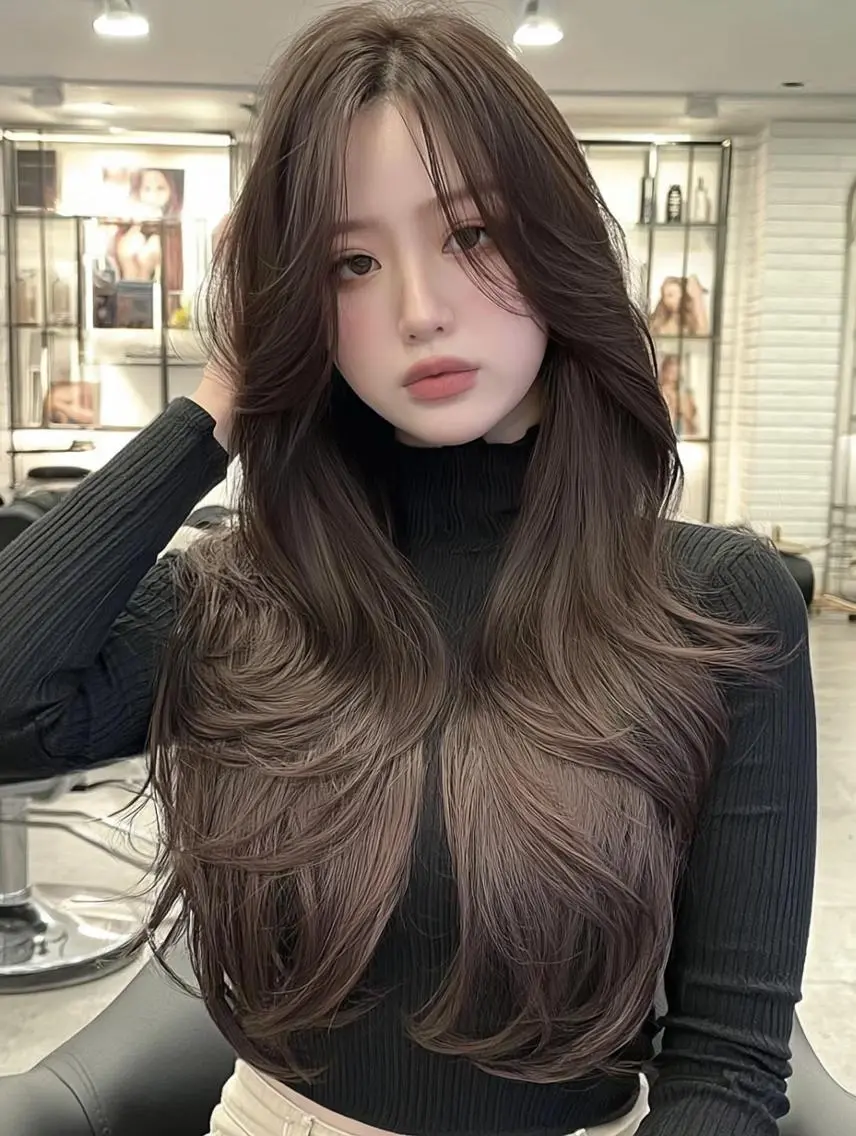 セミロング 顔周りカット 髪質改善 韓国風ヘア レイヤーカット カット ヘアカラー FOCUS JAPAN4のヘアスタイル
