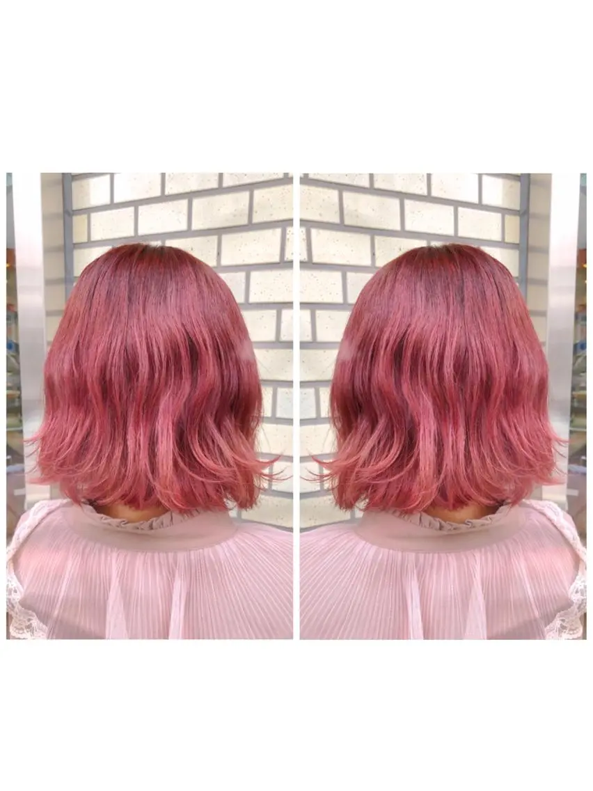 ショート カラー ピンクカラー レッドカラー ブリーチ/髪質改善 🍀MASAKiのヘアスタイル