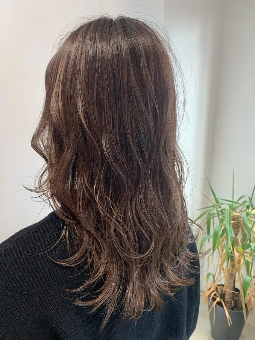 セミロング カラー ベージュカラー ピンクカラー ピンクベージュ レイヤーカット "小顔カット" Fuko.のヘアスタイル