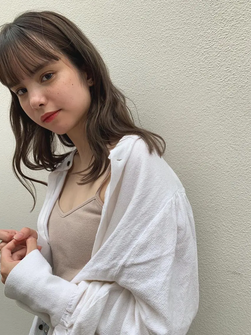 ミディアム カラー パーマ ヘアアレンジ ベージュカラー ヘアカラー トリートメント パーマ/透明感カラー /ボブ/吉田一生のヘアスタイル