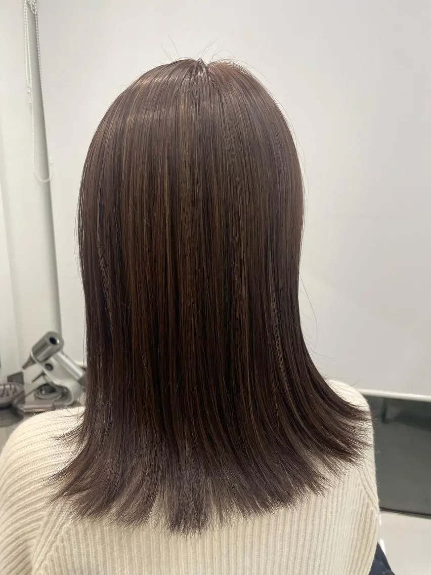 ミディアム カラー ハイライトカラー ハイライト 白髪染め 解決‼️のヘアスタイル