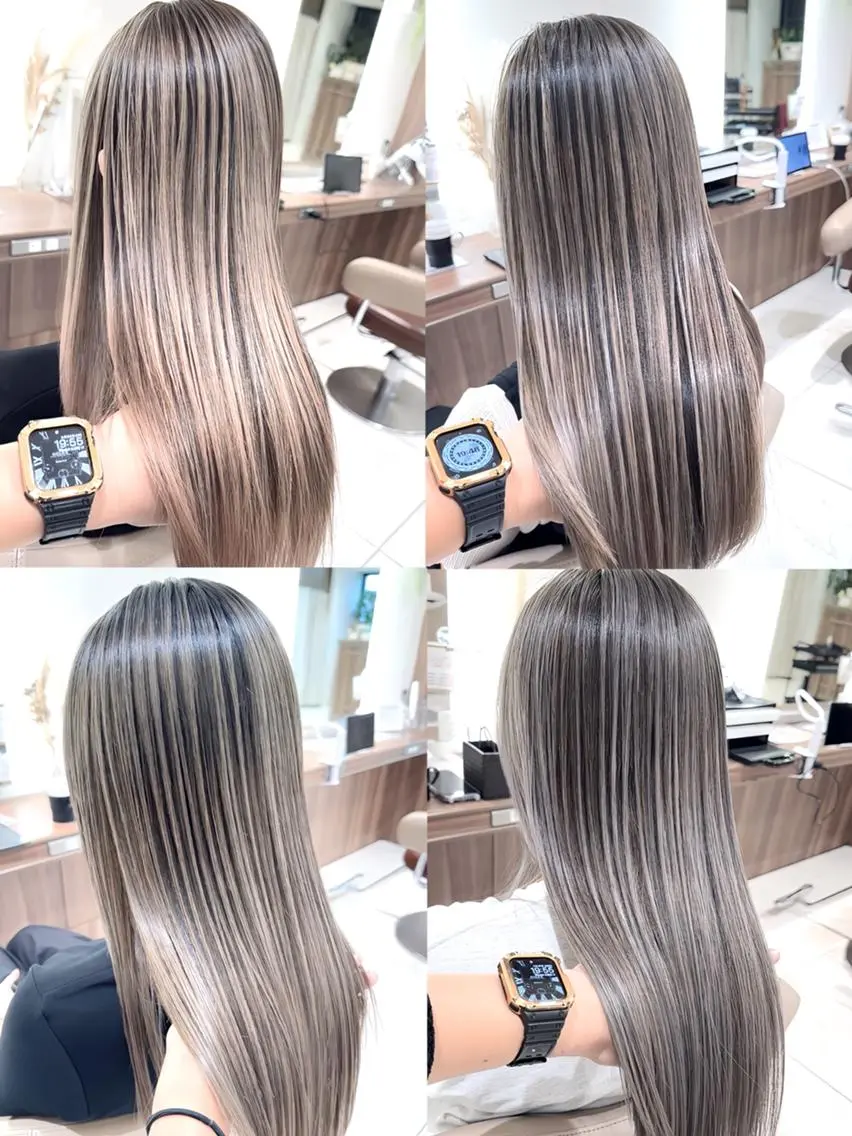セミロング カラー 髪質改善 ヘアカラー トリートメント 井上 美蘭のヘアスタイル